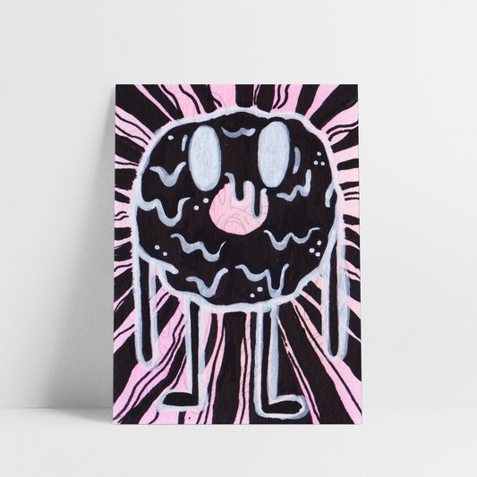 Hand Painted Card - Dark Zombie Donut