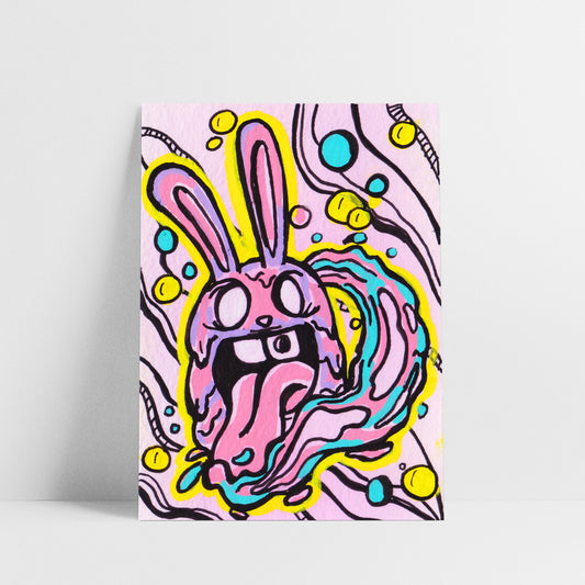 Hand Painted Card - Drool Bunny